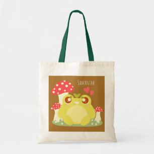 Niedlicher grüner Frosch in der Natur Tragetasche
