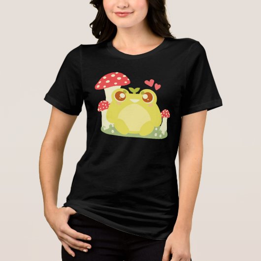 Niedlicher grüner Frosch in der Natur Tri-Blend Shirt (Vorderseite)