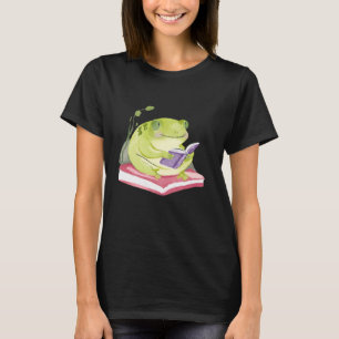Niedlicher grüner Frosch Lesen Buch Amine Lover Me T-Shirt