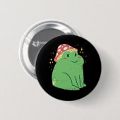 Niedlicher Grüner Frosch mit Mushroom-Hut Button (Vorne & Hinten)