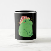 Niedlicher Grüner Frosch mit Mushroom-Hut Tasse (Zentrum)