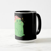 Niedlicher Grüner Frosch mit Mushroom-Hut Tasse (VorderseiteRechts)