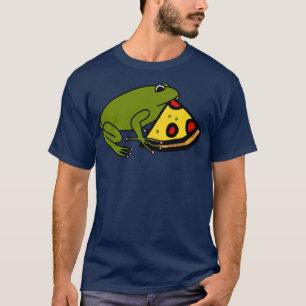 Niedlicher Grüner Frosch mit Pizza Slice T-Shirt