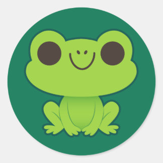 Niedlicher Grüner Frosch Runder Aufkleber