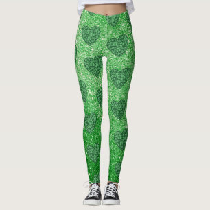 Niedlicher Grüner Glitzer St Patricks Kleeblatt H Leggings
