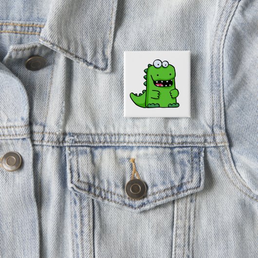 Niedlicher grüner glücklicher Dinosaurier Button (Beispiel)