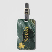 Niedlicher grüner Goldmarmor und Goldkleber, St Pa Gepäckanhänger (Vorderseite Vertikal)