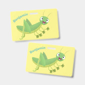 Niedlicher Grüner-Happy-Cartoon Ausweis (Vorder- & Rückseite)