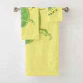 Niedlicher Grüner-Happy-Cartoon Badhandtuch Set (Insitu)