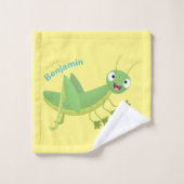 Niedlicher Grüner-Happy-Cartoon Badhandtuch Set (Waschlappen)