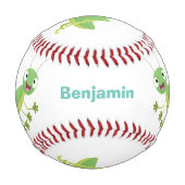 Niedlicher Grüner-Happy-Cartoon Baseball (Rückseite)