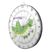 Niedlicher Grüner-Happy-Cartoon Dartscheibe (Vorderseite rechts)