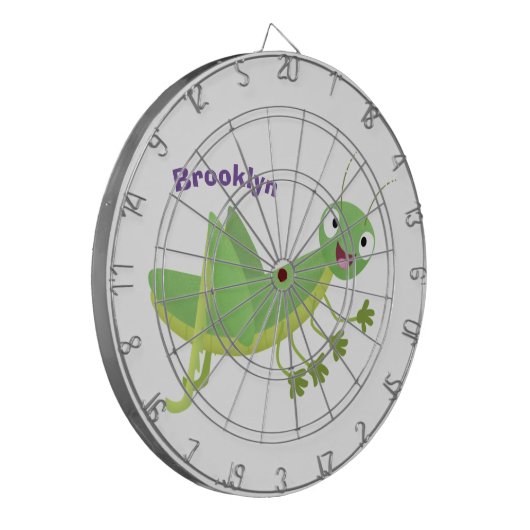 Niedlicher Grüner-Happy-Cartoon Dartscheibe (Vorderseite Links)