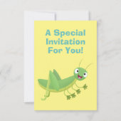 Niedlicher Grüner-Happy-Cartoon Einladung (Rückseite)