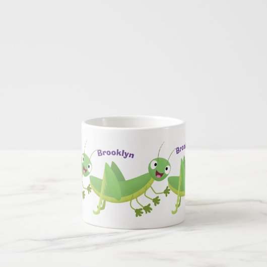 Niedlicher Grüner-Happy-Cartoon Espressotasse (Vorderseite)