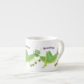 Niedlicher Grüner-Happy-Cartoon Espressotasse (Vorderseite Rechts)