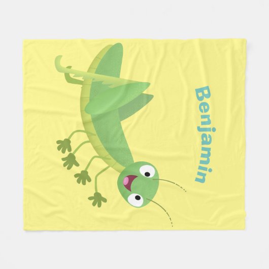 Niedlicher Grüner-Happy-Cartoon Fleecedecke (Vorderseite (Horizontal))