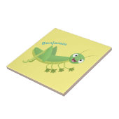 Niedlicher Grüner-Happy-Cartoon Fliese (Seite)