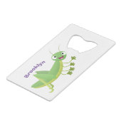 Niedlicher Grüner-Happy-Cartoon Geldbeutel Flaschenöffner (Vorderseite Schrägansicht)