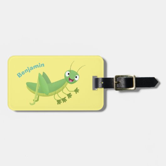 Niedlicher Grüner-Happy-Cartoon Gepäckanhänger (Vorderseite horizontal)