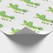 Niedlicher Grüner-Happy-Cartoon Geschenkpapier (Ecke)