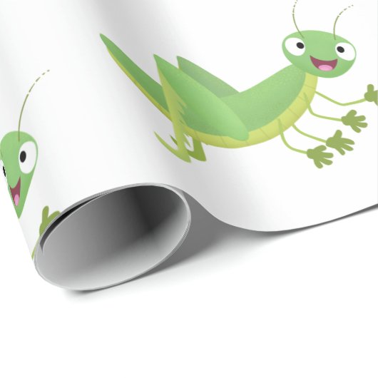 Niedlicher Grüner-Happy-Cartoon Geschenkpapier (Rolleneckpunkt)