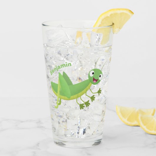 Niedlicher Grüner-Happy-Cartoon Glas (Rückseite Ice)