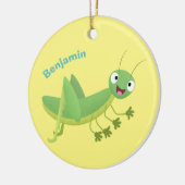 Niedlicher Grüner-Happy-Cartoon Keramik Ornament (Links)