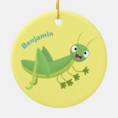 Niedlicher Grüner-Happy-Cartoon Keramik Ornament (Hinten)