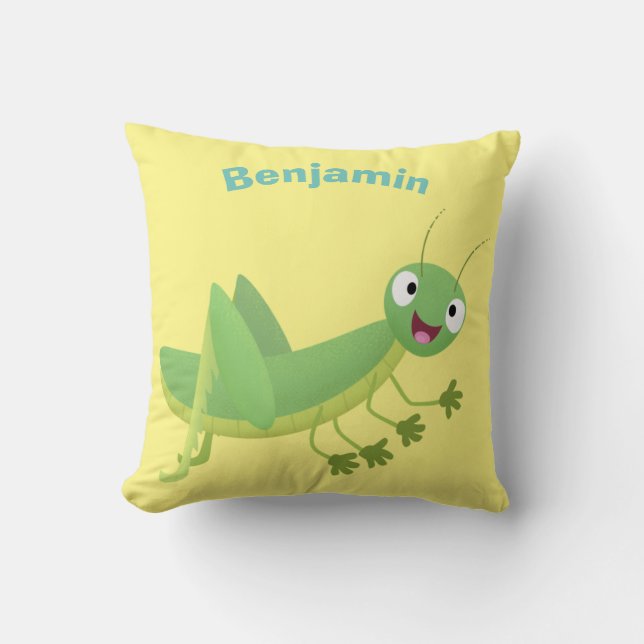 Niedlicher Grüner-Happy-Cartoon Kissen (Vorderseite)