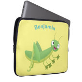 Niedlicher Grüner-Happy-Cartoon Laptopschutzhülle (Vorne Rechts)