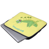 Niedlicher Grüner-Happy-Cartoon Laptopschutzhülle (Vorne Knopf)