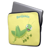Niedlicher Grüner-Happy-Cartoon Laptopschutzhülle (Vorderseite Links)