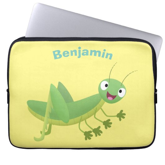 Niedlicher Grüner-Happy-Cartoon Laptopschutzhülle (Vorderseite)