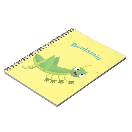 Niedlicher Grüner-Happy-Cartoon Notizblock (Linke Seite)