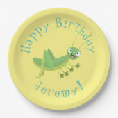 Niedlicher Grüner-Happy-Cartoon Pappteller (Vorderseite)