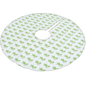 Niedlicher Grüner-Happy-Cartoon Polyester Weihnachtsbaumdecke (Schrägansicht)