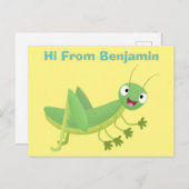 Niedlicher Grüner-Happy-Cartoon Postkarte (Vorne/Hinten)