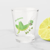 Niedlicher Grüner-Happy-Cartoon Schnapsglas (Vorderseite)