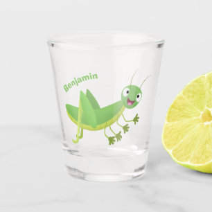 Niedlicher Grüner-Happy-Cartoon Schnapsglas