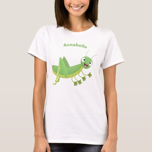 Niedlicher Grüner-Happy-Cartoon T-Shirt (Vorderseite)