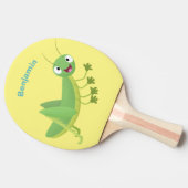 Niedlicher Grüner-Happy-Cartoon Tischtennis Schläger (Seitenansicht)