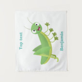 Niedlicher Grüner-Happy-Cartoon Wandteppich (Vorderseite)