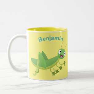 Niedlicher Grüner-Happy-Cartoon Zweifarbige Tasse
