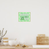 Niedlicher grüner Hase "Willkommen" Poster (Küche)
