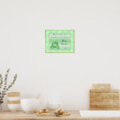 Niedlicher grüner Hase "Willkommen" Poster (Küche)