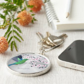 Niedlicher grüner Hummingbird Cherry Blossom Name Schlüsselanhänger (Seite)