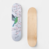 Niedlicher grüner Hummingbird Cherry Blossom Name Skateboard (Vorderseite)