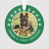 Niedlicher grüner Hundeschlitten druckt Foto Rahme Ornament (Vorderseite)