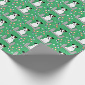 Niedlicher Grüner Jack Russell Weihnachtswrapping Geschenkpapier (Ecke)